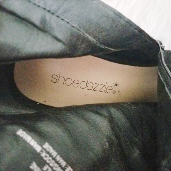 Shoe dazzle boots high heels peak toe black open toe - Picture 2 of 8